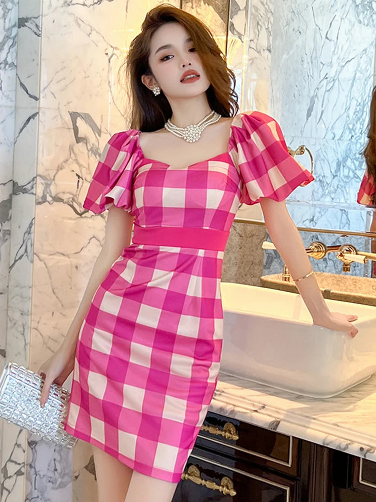 fitted checkered dress Tulle and Crepe main image 1