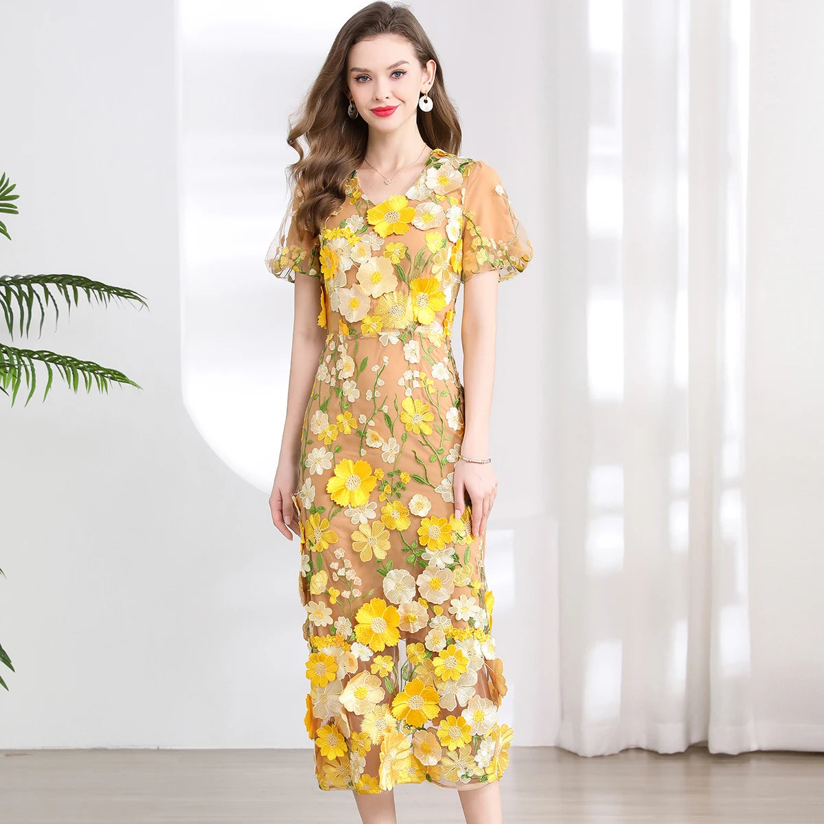 knee length dresses for ladies Talulla Floral Mesh Dress Medium main image 1
