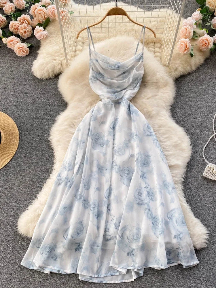 sachin and babi light blue dress Berylove Women White Engagement Dress A Line Chiffon Spaghetti Straps Party  Dress With Slit