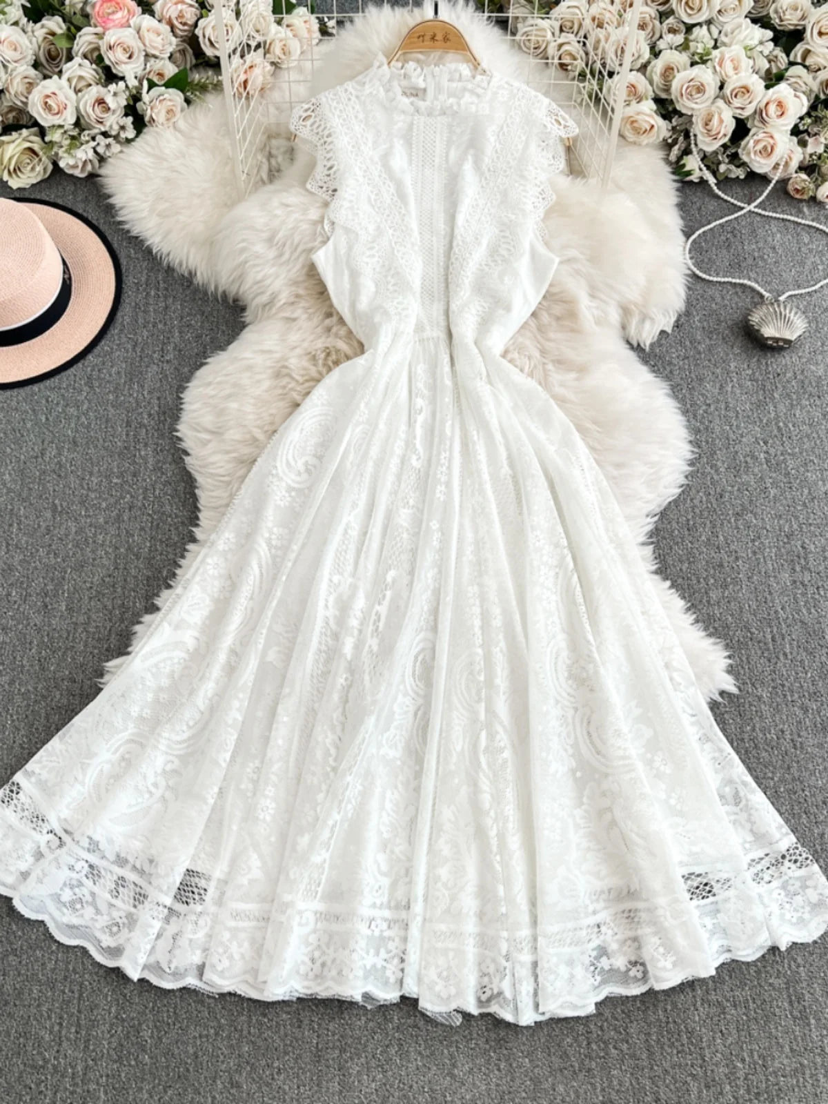 yellow slip dress with lace Citron Lace-Trim Maxi Slip Dress main image 0