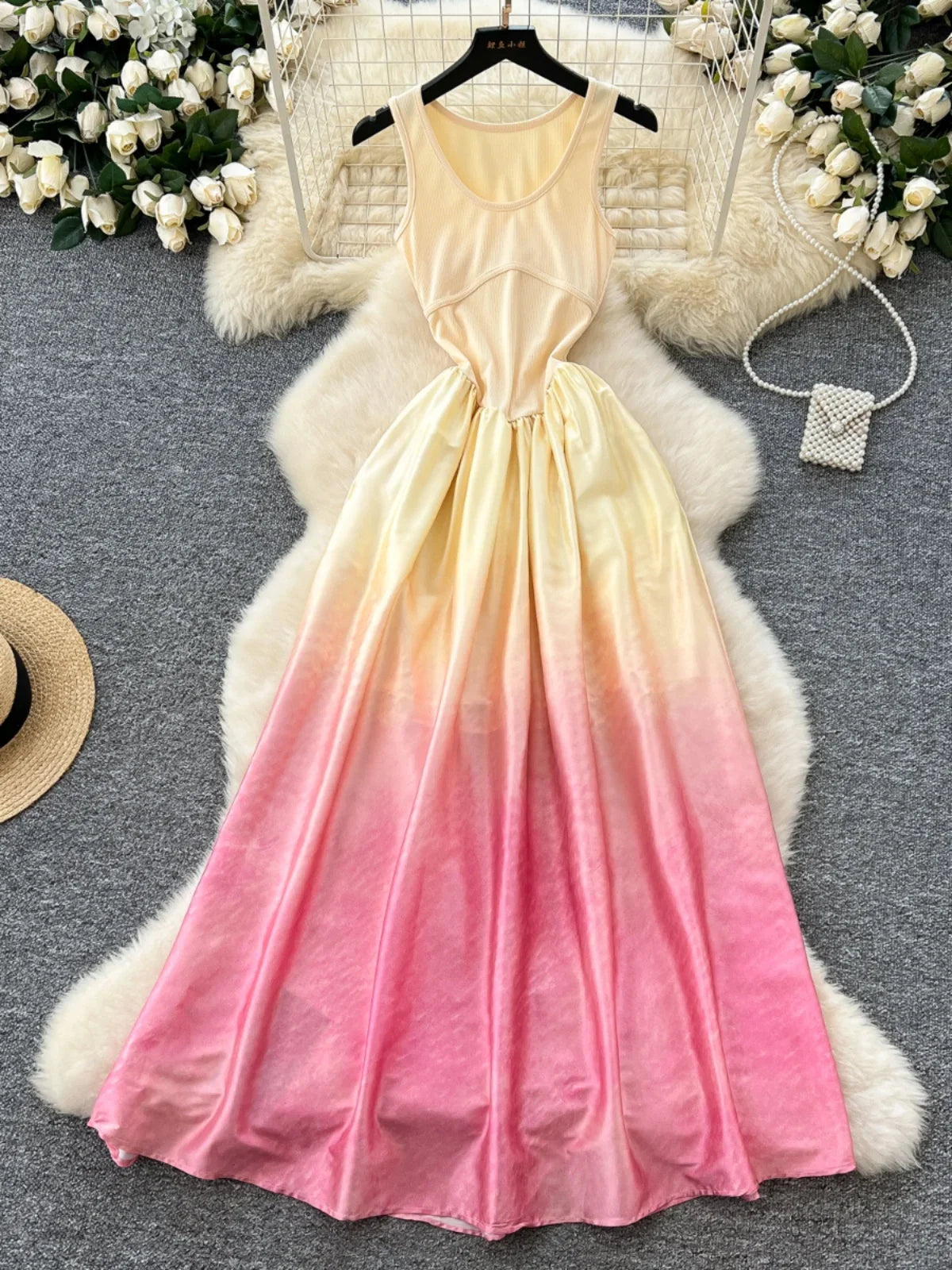 Gradient Sleeveless Maxi Dress, Flowy Summer on Luulla
