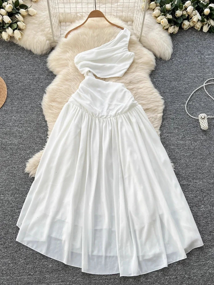 chiffon asymmetrical maxi dress Aleena Asymmetrical Sequin Drop-Waist Maxi Dress with Chiffon Skirt main image 1