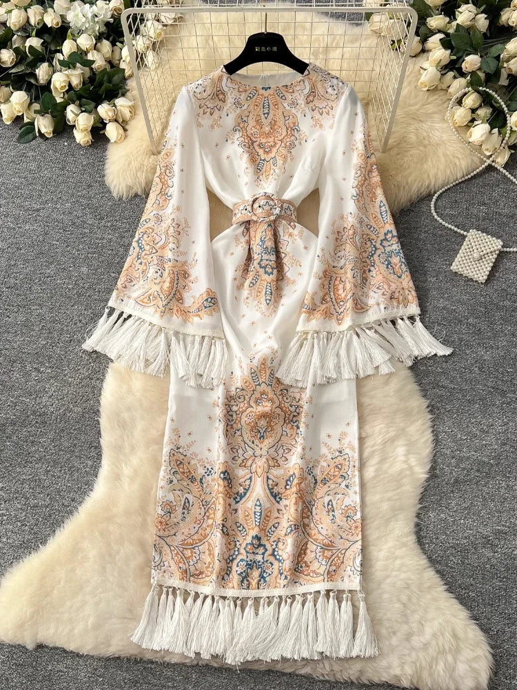bohemian kimono dress Devon Kimono Sleeve Maxi Dress Natural/Coral / S/M