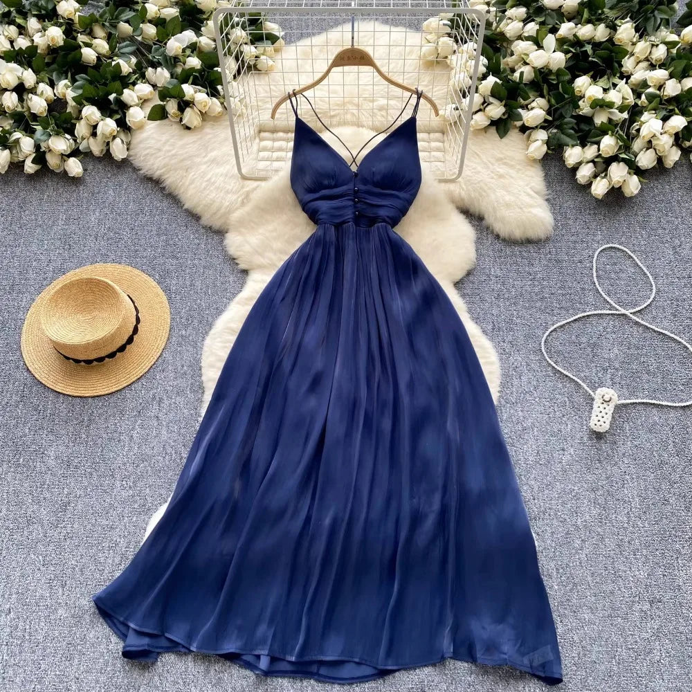 navy blue summer maxi dress Coming Back For You Navy Blue Tiered Midi Dress – Shop the Mint main image 0