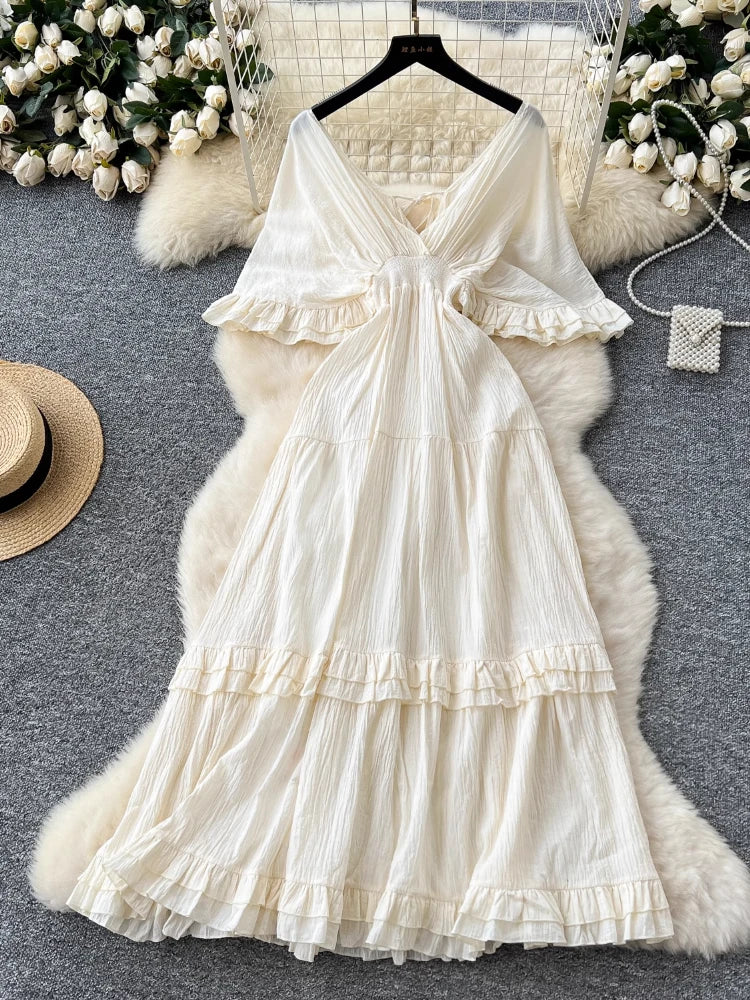 ivory crochet maxi dress Solstice Off Shoulder Crochet Knit Maxi Dress / Ivory | MESHKI main image 0