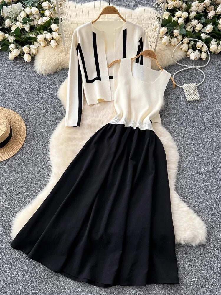 Stylish Womens Black-white Cardigan And Dress on Luulla