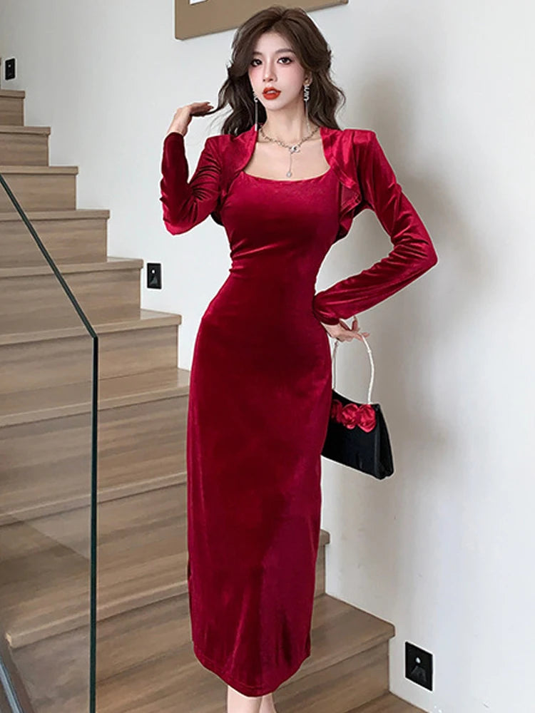 long drape dress DRAPE FRONT MAXI DRESS main image 0