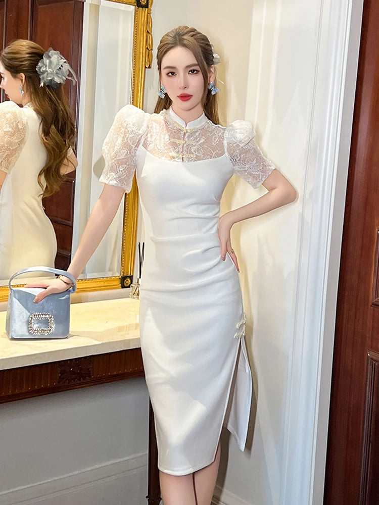 slim fit dress slacks Melody Chain Strap Satin Midi Dress • Shop American Threads Women's Trendy Online Boutique Pink / M main image 0