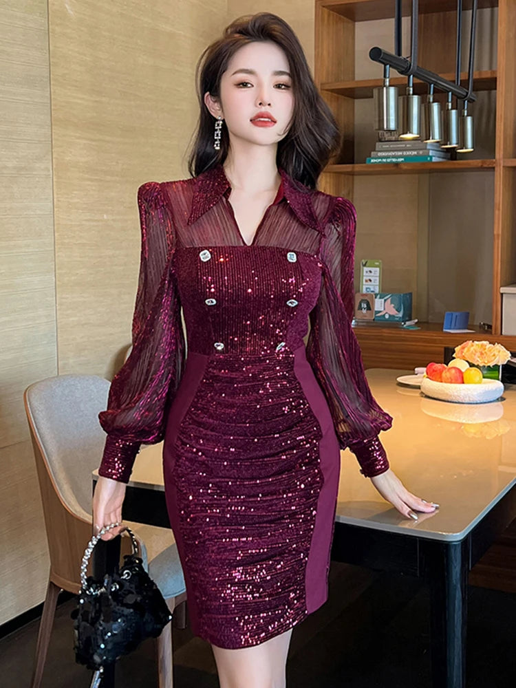 burgundy dress with sheer sleeves Thalia | Burgundy High-Neck Midi Dress With Sheer Mesh Cape
