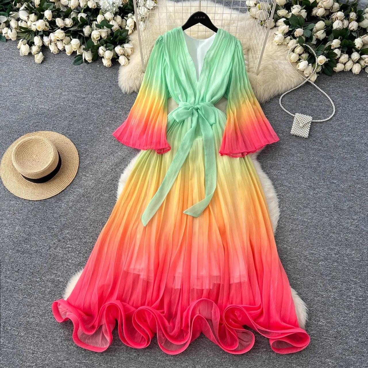 flowy rainbow dress Sun & Rainbow Maxi Dress, Sweet Rainbow Dresses from Spool 72 main image 0