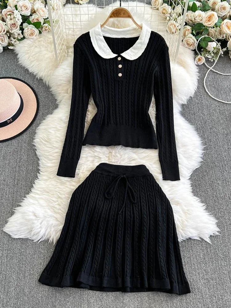 Womens Black Knit Sweater Skirt Outfit Combo on Luulla