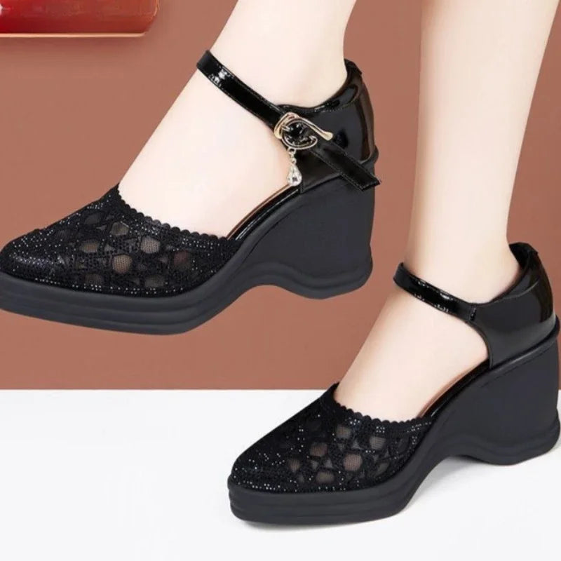 black wedge dress sandals Buy Black Women's Wedges - The Amsterdam Black