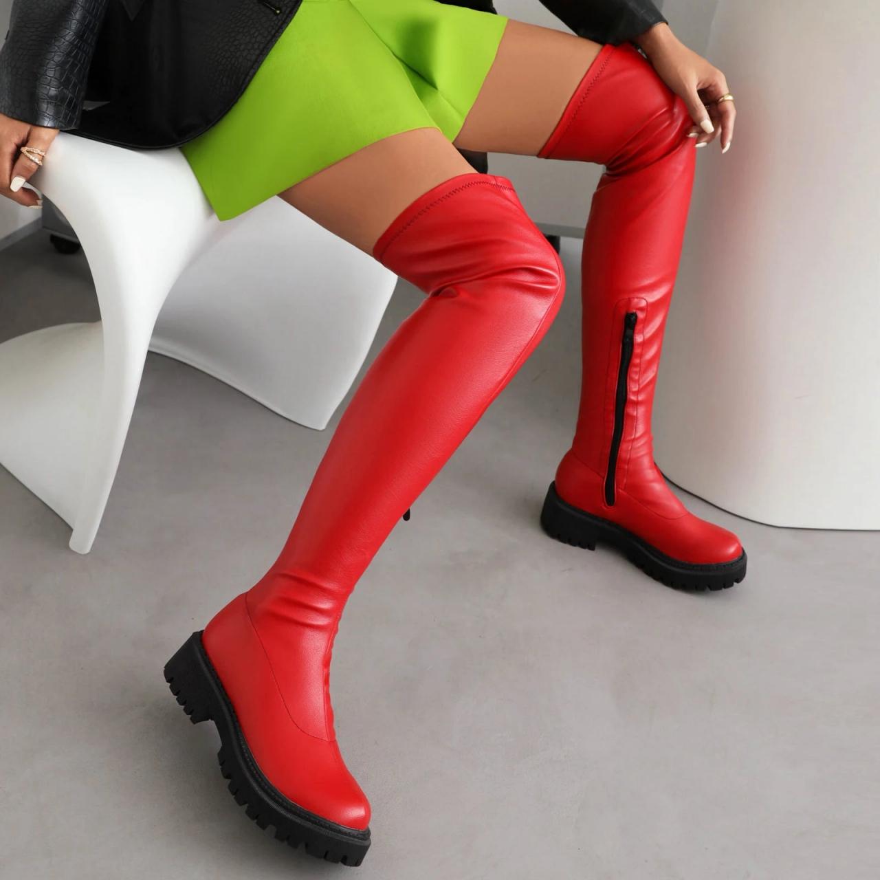 Bold Red Over-the-knee High-platform Boots on Luulla display picture 3