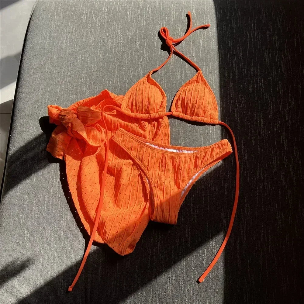 sexy orange bathing suit Joan 4 Piece Bikini Set - Orange main image 0