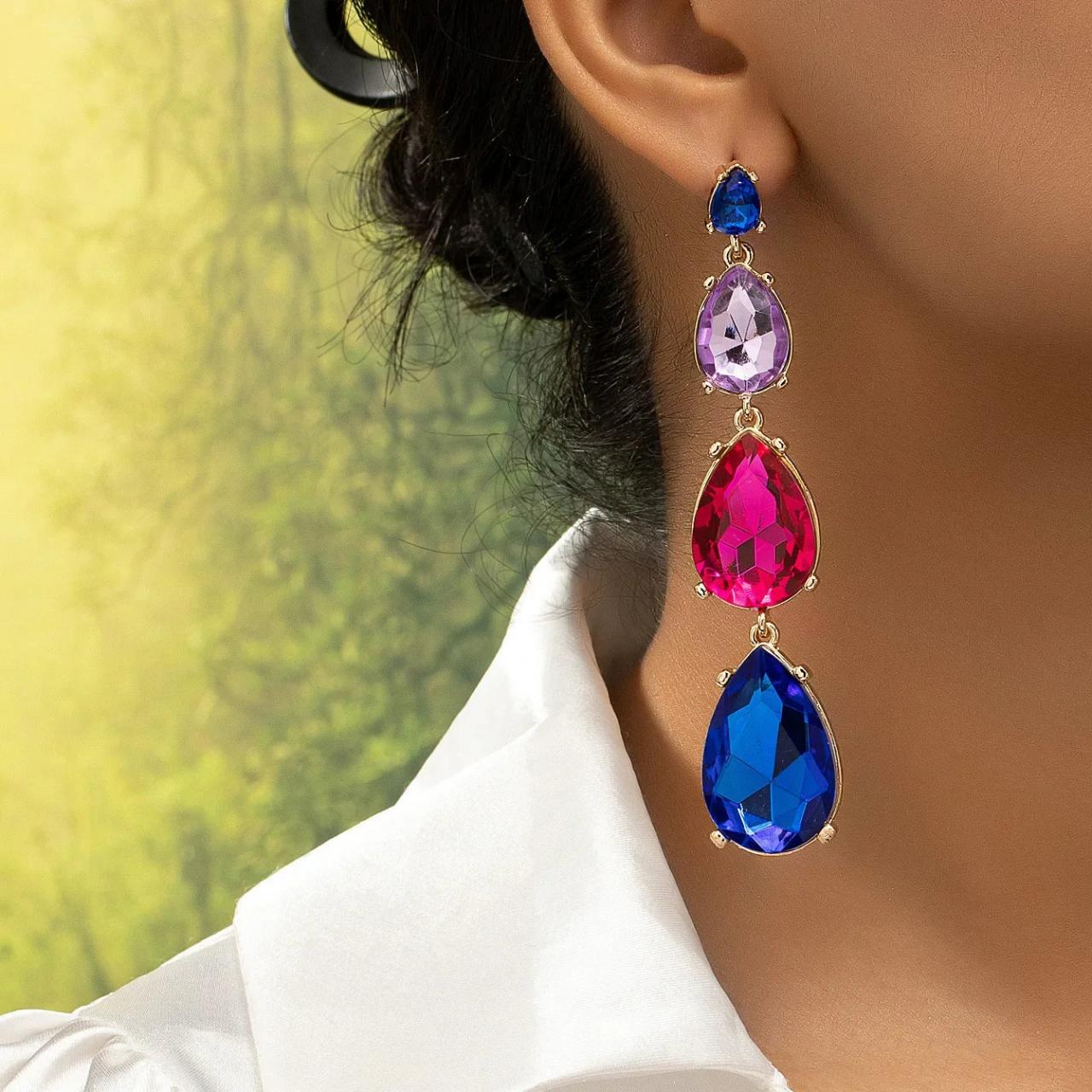 Multicolor Stone Earrings – Jennifer Miller Jewelry Multicolor Gemstone Statement Earrings main image 1